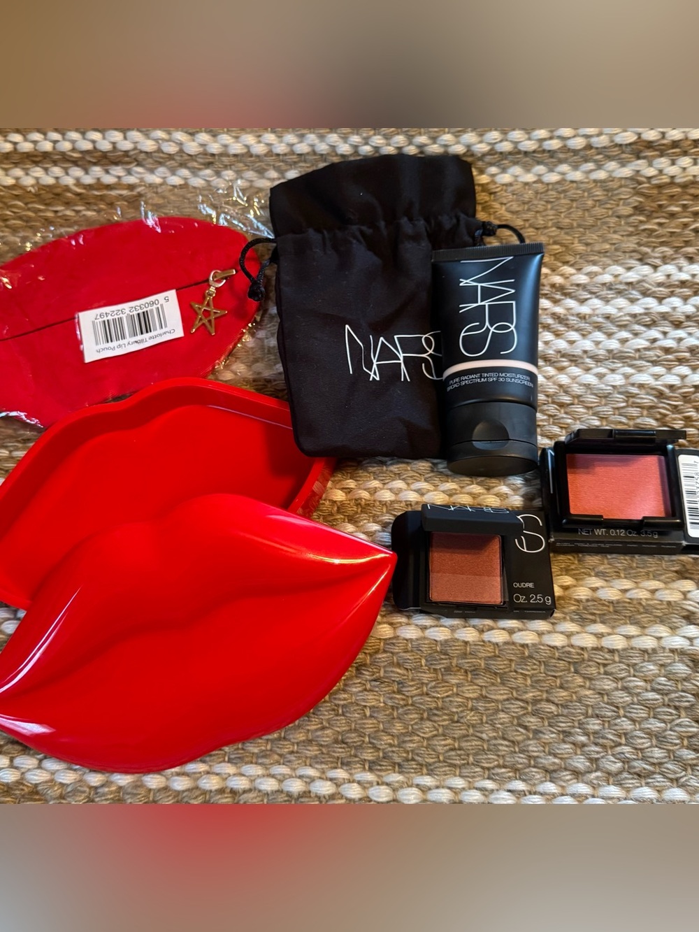 NARS Lipstick & Cheek Set with Black Pouch - Red and Coral Shades